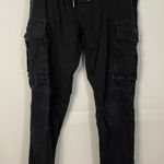 H&M Divided Black Cargo Jogger Pants Drawstring Waist Pockets Women's Photo 0