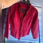 Dialogue RARE  Washable Leather Fully Lined Jacket w/ Fringe RED sz Medium Photo 0