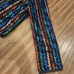 Ann green artsy black colorful sequin vintage open Cardigan Sweater Red Photo 3