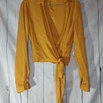Pretty Little Thing  Mustard Yellow Wrap Blouse Photo 0