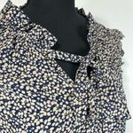 Harlowe $ Graham Harlowe & Graham Sleeveless Tunic Blouse Sz S Women’s Navy & Tan Floral Vines Photo 1