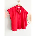 Madewell | NWT Resort-Collar Shirt in 100% Linen in Festival Red | Sz S Photo 3