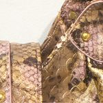 Big Buddha  Pink Faux Leather Snakeskin Print Large Hobo Bag Gold Hardware Photo 2
