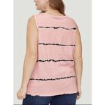 Bloomchic New Pink Black Striped Print Pocket V-neck Tank Top 1X Plus 14/16 Photo 5