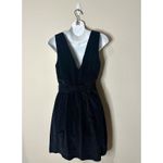 American Eagle Black Corduroy A-Line V-Neck Belted Mini Dress Size Small EUC!! Photo 2