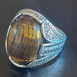 Cool tigers eye stone S925 silver ring size 7.5 Photo 2