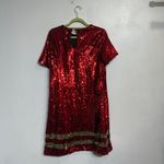 Vanilla Bay  Red Sequin Mini Shift Dress Sz L Photo 8