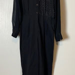 80s VINTAGE BLACK & GOLD JUMPSUIT LONG SLEEVE ONESIE ONE PIECE Size L Photo 0