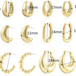 6 Pairs Gold Hoop Earrings for Women, 14K Gold Plated Lightweight Chunky Hoop Earrings Set Hypoallergenic, Thick Open Huggie Hoops Earrings Jewelry for Gifts. Photo 1