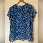 MELLODAY  Blue Floral Lined Blouse, size XL Photo 2