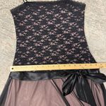 Napoli Vintage Whimsigoth Fairycore Pink & Black Lace Slip Dress with Bow Detail Size 2 Photo 6