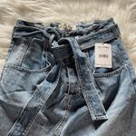 Free People East of Eden Belted Denim Frayed Mini Skirt Mid Indigo Blue Photo 4