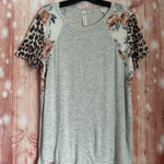 Vanilla Bay  Light Gray Floral Cheetah Print T Shirt Photo 0