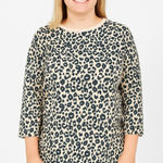 Blooming Jelly Tan Black Leopard Print Lightweight 3/4 Sleeve T-Shirt Size L Photo 0