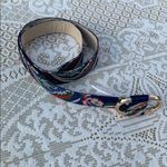 Navy Embroidered Floral Belt with Gold Buckle OS Purple Photo 1
