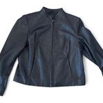 Siena Studio Black Lambskin Leather Jacket Zip Front Collarless Size Large Photo 0