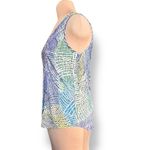 Jams World  Hibiki Tank Top Large Blue Green Yellow Abstract Print Rayon Hawaii Photo 3