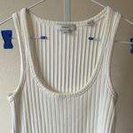 Vince ribbed off white scoop neck cotton blend tank dress Photo 5