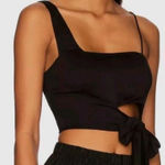 Free People Mila Black Cropped Asymmetric Wrap Tie Sleeveless Top Women size XL Photo 0