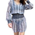 Club Monaco  Black and White Striped Semi Sheer Silk Flowy Coverup Mini Dress 12 Photo 1