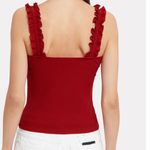 Intermix Red shirt ruffle straps, ribbed knit, size medium Photo 8
