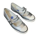 Converse Dainty Mary Jane Slip Strap Shoes Silver Metallic Sneakers Leather Photo 0