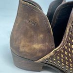 Musse & Cloud  pointy toe booties leather brown gold lazer cut western size US 8 Photo 8