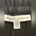 Maison d' Amelie Black Faux Leather High Rise wide leg pants Size M Photo 2