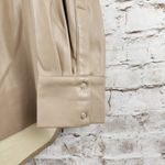 LBLC Max Button Up Shirt Long Sleeve in Taupe Tan Size Small NWT Faux Leather Photo 6