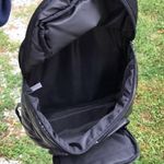 SHINY REFLECTIVE VINAL LIKE RACING CHECKERED FLAG EMBROIDERED BACKPACK Black Photo 3