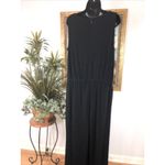 Chico’s Travelers 2P Black Sleeveless Wide Leg Jumpsuit Drape Neck Rhinestone Photo 3