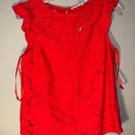Monteau  Vibrant Red Lace Flutter Sleeve Blouse Medium NEW #721 Photo 0