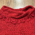 Ali Miles Sweater Women’s 2X Red Cowl Neck Fringe Trim Holiday Christmas Tunic Photo 4