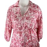 ZARA NEW  Womens Pink White Floral Collar 3/4 Sleeve A-Line Mini Shirt Dress XL Photo 1