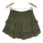 Aerie  Olive‎ Green Ruffle Mini Skirt Crochet Knit Boho Women Size Small Photo 2