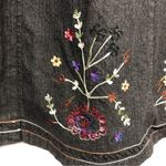 Denim & Co Vintage denim charcoal black midi skirt with floral embroidery XL . Photo 1