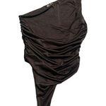 Missguided Misguided Bodysuit Womens 8 Black Sheer Single Strap Rouched Sides Snap Crotch Photo 0