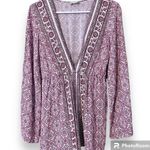 Altar'd State  small bohemian romper deep v-neck purple white long sleeves flowy Photo 11