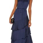 Elliatt  Bold Halter Ruffle Maxi Dress Midnight Navy Formal Style Size Small Photo 8