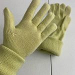 Women’s greenish yellow soft knit warm winter foldable gloves Photo 1
