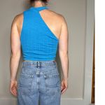 ZARA  Blue Asymmetrical Cutout Cable Knit Top Size Medium Photo 3
