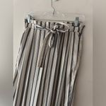 ZARA  Blue White And Silver Striped Wide Leg Ankle Pants Pull On Elastic Waist Photo 1