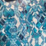 Newport News Blue Buttoned Blouse with Long Sleeves Photo 6