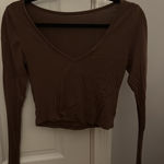 Long sleeve brown crop top Photo 0
