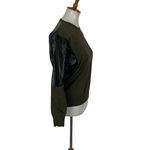 YAL New York Sweater Small Green Faux Leather Pullover Edgy Streetwear Photo 2