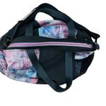Athleta gym overnight bag duffle travel medium black and pink and purple Photo 4