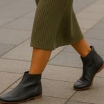 André Assous Leather Ankle Boots Flat Black Minimal Cottagecore Boho Spain Sz 36 Photo 0