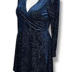 Tommy Hilfiger  Womens Velvet Burnout Faux Wrap High Waist Above Knee Blue Sz 12 Photo 8