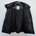 2010s NVLT Black Faux Leather Puffer Jacket Matte Finish Snap Closing Large Photo 6