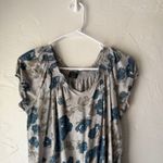 Faded Glory  Y2k Floral Smocked Top Gray‎ Blue Organic Cotton Size M Photo 1